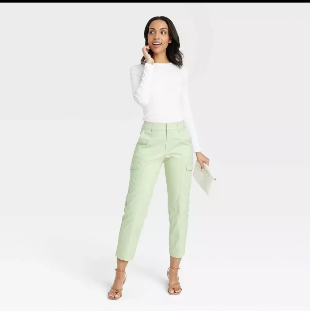 High Rise Cargo Pants Light Green